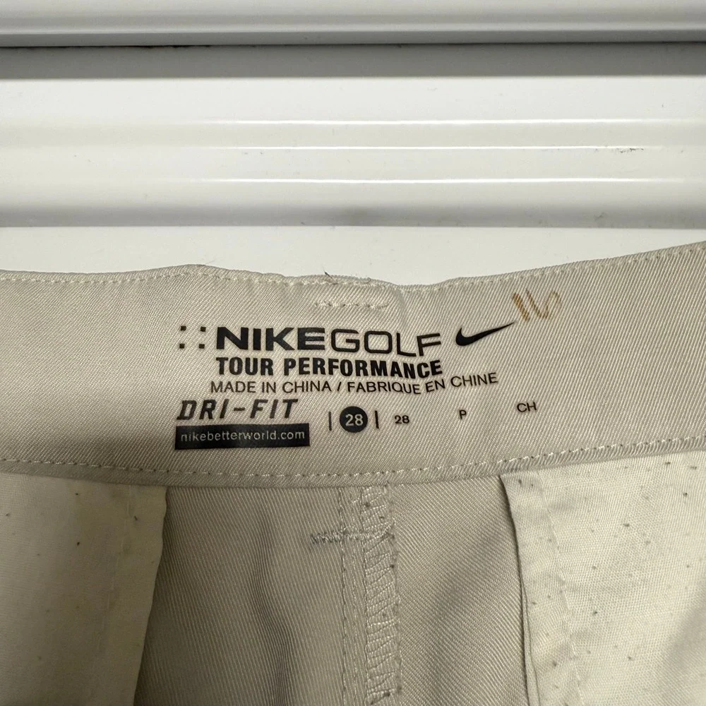 Nike Golf Mens Shorts Sz 28 Tour Performance Bone White Chino 509179-072 Stretch